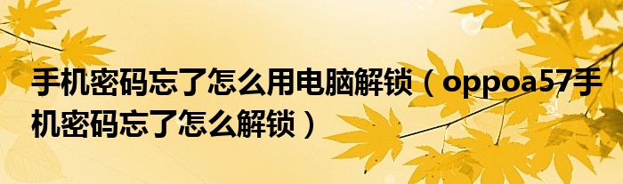 手机密码忘了怎么用电脑解锁（oppoa57手机密码忘了怎么解锁）