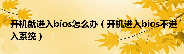 开机就进入bios怎么办（开机进入bios不进入系统）