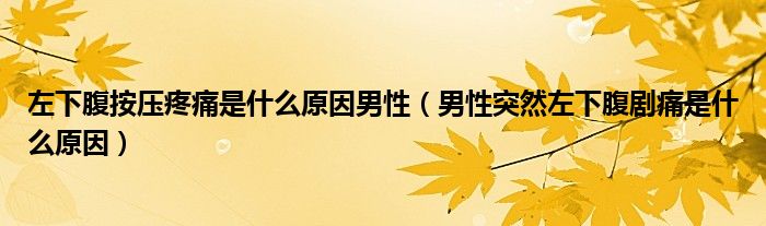 左下腹按压疼痛是什么原因男性（男性突然左下腹剧痛是什么原因）