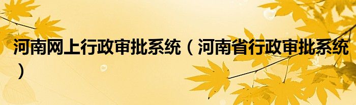 河南网上行政审批系统（河南省行政审批系统）