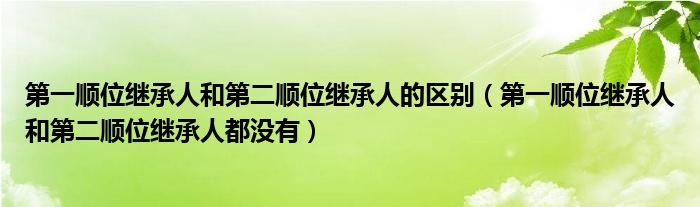 第一顺位继承人和第二顺位继承人的区别（第一顺位继承人和第二顺位继承人都没有）