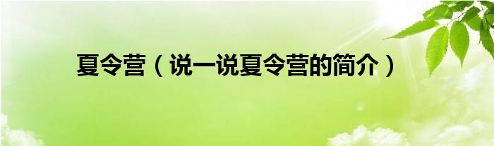 夏令营（说一说夏令营的简介）