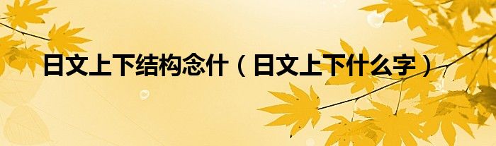 日文上下结构念什（日文上下什么字）