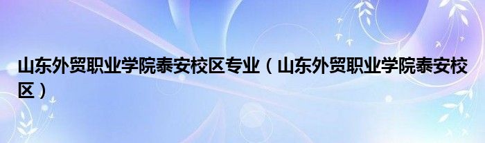 山东外贸职业学院泰安校区专业（山东外贸职业学院泰安校区）