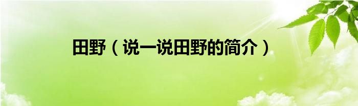 田野（说一说田野的简介）