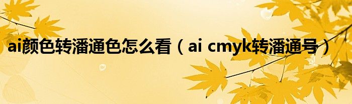 ai颜色转潘通色怎么看（ai cmyk转潘通号）