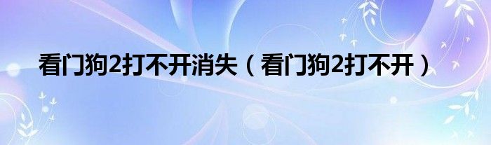 看门狗2打不开消失（看门狗2打不开）