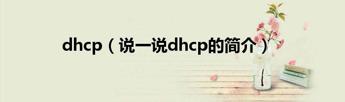 dhcp（说一说dhcp的简介）