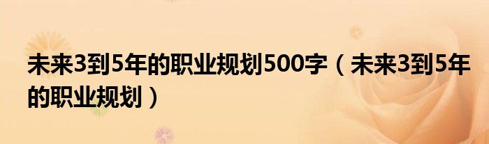 未来3到5年的职业规划500字（未来3到5年的职业规划）