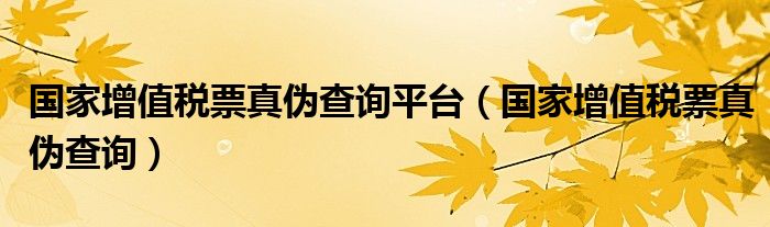 国家增值税票真伪查询平台（国家增值税票真伪查询）