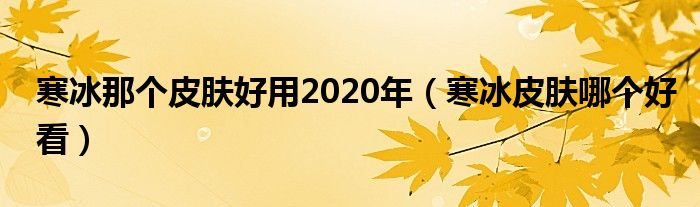 寒冰那个皮肤好用2020年（寒冰皮肤哪个好看）