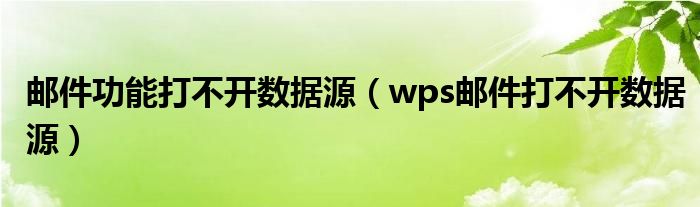 邮件功能打不开数据源（wps邮件打不开数据源）