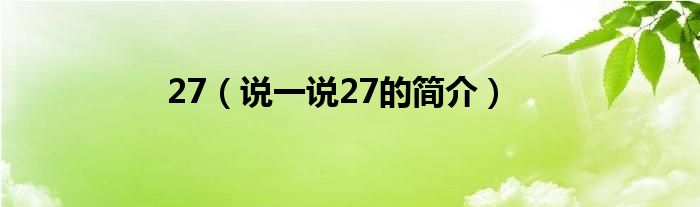 27（说一说27的简介）