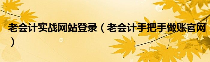 老会计实战网站登录（老会计手把手做账官网）