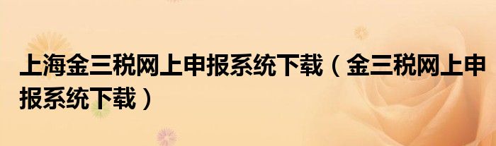 上海金三税网上申报系统下载（金三税网上申报系统下载）