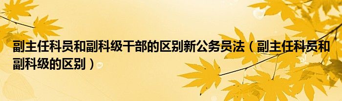 副主任科员和副科级干部的区别新公务员法（副主任科员和副科级的区别）