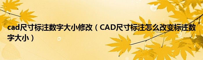 cad尺寸标注数字大小修改（CAD尺寸标注怎么改变标注数字大小）