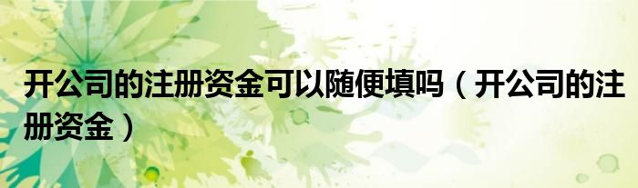 开公司的注册资金可以随便填吗（开公司的注册资金）