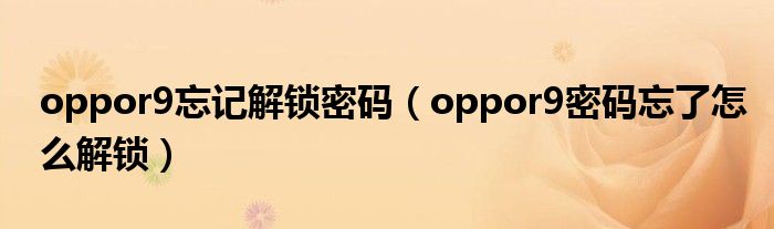 oppor9忘记解锁密码（oppor9密码忘了怎么解锁）