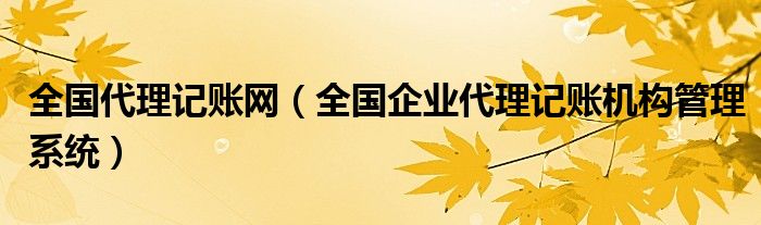 全国代理记账网（全国企业代理记账机构管理系统）