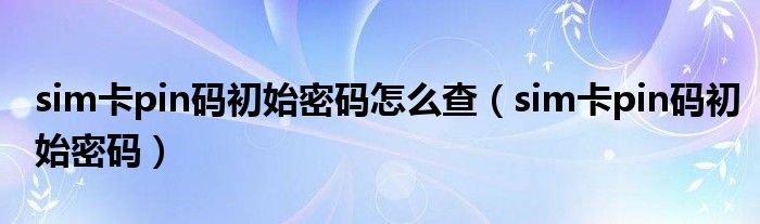 sim卡pin码初始密码怎么查（sim卡pin码初始密码）