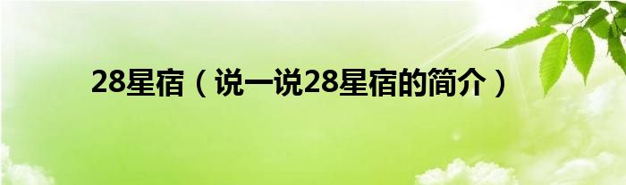 28星宿（说一说28星宿的简介）