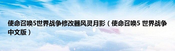 使命召唤5世界战争修改器风灵月影（使命召唤5 世界战争中文版）