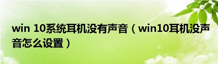 win 10系统耳机没有声音（win10耳机没声音怎么设置）