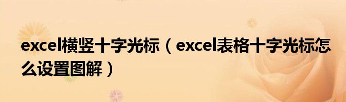 excel横竖十字光标（excel表格十字光标怎么设置图解）