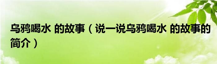 乌鸦喝水 的故事（说一说乌鸦喝水 的故事的简介）