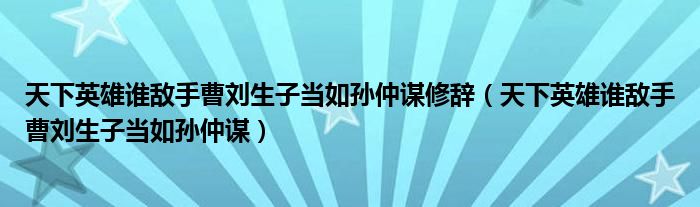 天下英雄谁敌手曹刘生子当如孙仲谋修辞（天下英雄谁敌手曹刘生子当如孙仲谋）