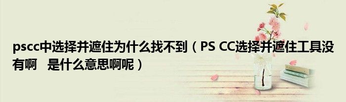 pscc中选择并遮住为什么找不到（PS CC选择并遮住工具没有啊   是什么意思啊呢）