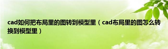 cad如何把布局里的图转到模型里（cad布局里的图怎么转换到模型里）