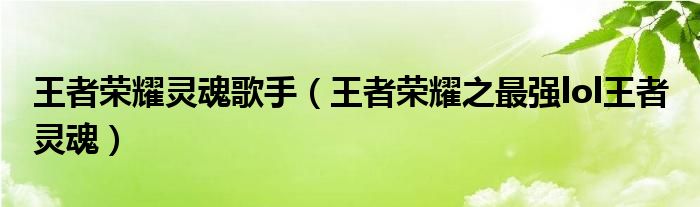 王者荣耀灵魂歌手（王者荣耀之最强lol王者 灵魂）