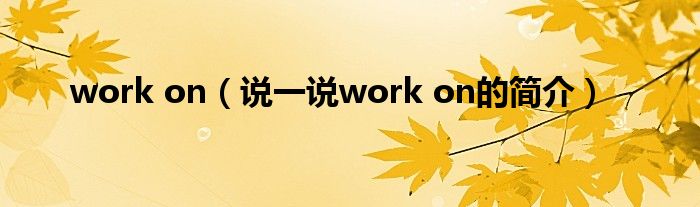 work on（说一说work on的简介）