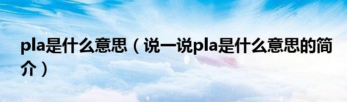 pla是什么意思（说一说pla是什么意思的简介）