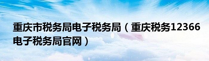 重庆市税务局电子税务局（重庆税务12366电子税务局官网）