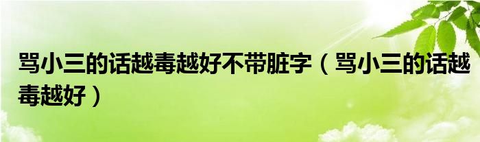 骂小三的话越毒越好不带脏字（骂小三的话越毒越好）