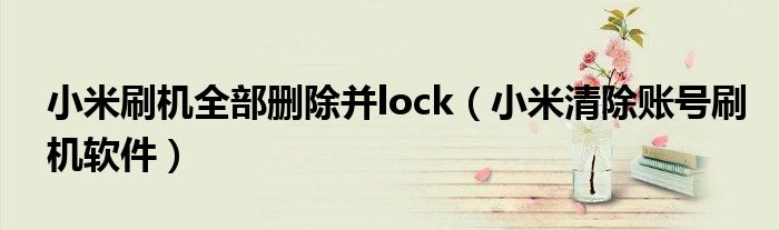 小米刷机全部删除并lock（小米清除账号刷机软件）