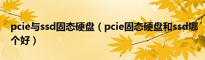 pcie与ssd固态硬盘（pcie固态硬盘和ssd哪个好）