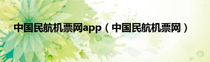 中国民航机票网app（中国民航机票网）