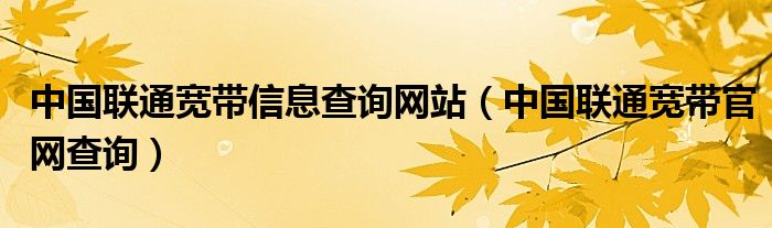 中国联通宽带信息查询网站（中国联通宽带官网查询）