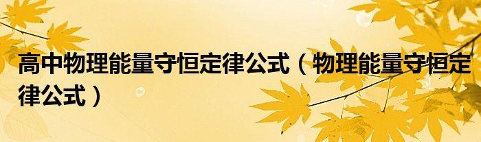 高中物理能量守恒定律公式（物理能量守恒定律公式）