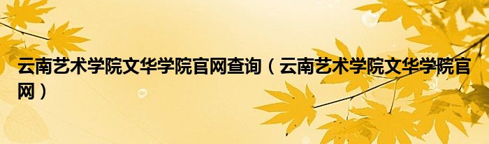 云南艺术学院文华学院官网查询（云南艺术学院文华学院官网）