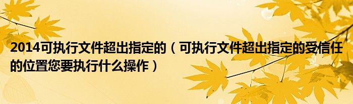 2014可执行文件超出指定的（可执行文件超出指定的受信任的位置您要执行什么操作）