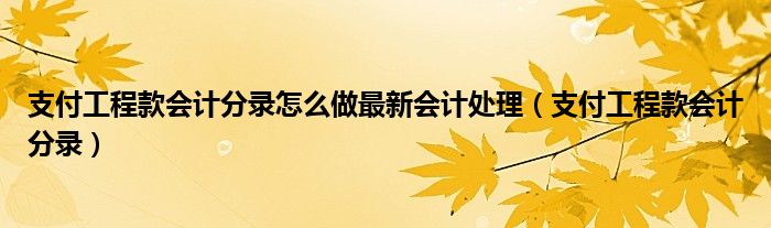 支付工程款会计分录怎么做最新会计处理（支付工程款会计分录）