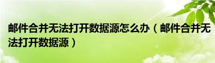 邮件合并无法打开数据源怎么办（邮件合并无法打开数据源）