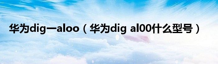 华为dig一aloo（华为dig al00什么型号）