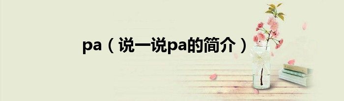 pa（说一说pa的简介）