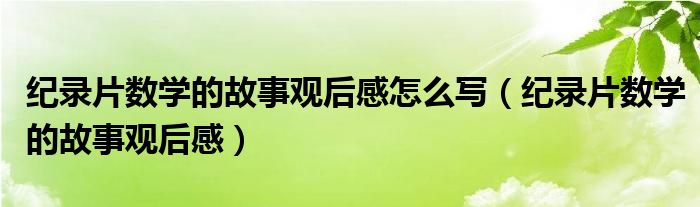 纪录片数学的故事观后感怎么写（纪录片数学的故事观后感）